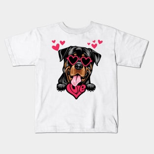 Funny Rottweiler Dog Valentine's Day Dog Mom Kids T-Shirt